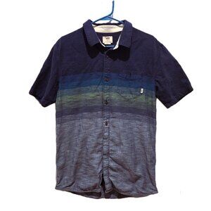 Vans Off The Wall Button Up Shirt Ombre Blue Beach Ocean Gradient Size Large